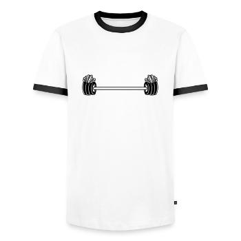 Bodybuilder Gewichtheben Pommes Frites - Männer Kontrast-T-Shirt - Weiß/Schwarz - Vorne - AI Model Female 172 light (172cm) & AI Model Male 178 dark (178cm)