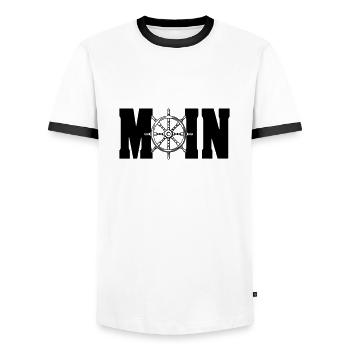 moin 4 - Männer Kontrast-T-Shirt - Weiß/Schwarz - Vorne - AI Model Female 172 light (172cm) & AI Model Male 178 dark (178cm)