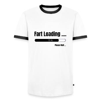 Fart Loading - Men's Ringer Shirt - white/black - Front - AI Model Female 172 light (172cm) & AI Model Male 178 dark (178cm)