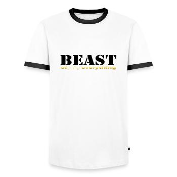 Bête tout noir - T-shirt contrasté Homme - blanc/noir - Devant - AI Model Female 172 light (172cm) & AI Model Male 178 dark (178cm)