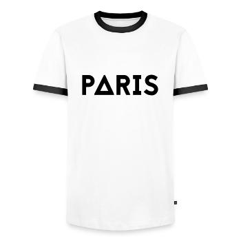 PARIS - Männer Kontrast-T-Shirt - Weiß/Schwarz - Vorne - AI Model Female 172 light (172cm) & AI Model Male 178 dark (178cm)