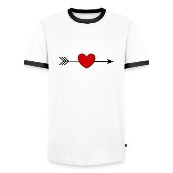 Valentines Red Heart, Valentine's Day - Men's Ringer Shirt - white/black - Front - AI Model Female 172 light (172cm) & AI Model Male 178 dark (178cm)