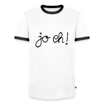 ja eh! - Männer Kontrast-T-Shirt - Weiß/Schwarz - Vorne - AI Model Female 172 light (172cm) & AI Model Male 178 dark (178cm)