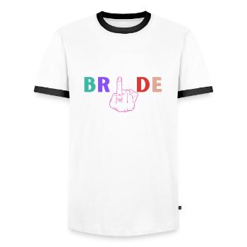Bride - annulaire de la mariée - T-shirt contrasté Homme - blanc/noir - Devant - AI Model Female 172 light (172cm) & AI Model Male 178 dark (178cm)