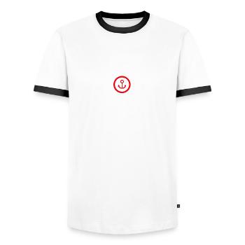 Kellenhusen roter Anker - Männer Kontrast-T-Shirt - Weiß/Schwarz - Vorne - AI Model Female 172 light (172cm) & AI Model Male 178 dark (178cm)
