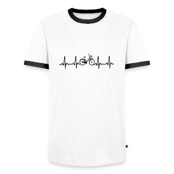 Bicycle Heartbeat Wheel - Men's Ringer Shirt - white/black - Front - AI Model Female 172 light (172cm) & AI Model Male 178 dark (178cm)