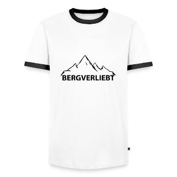 Bergverliebt - (5) - Männer Kontrast-T-Shirt - Weiß/Schwarz - Vorne - AI Model Female 172 light (172cm) & AI Model Male 178 dark (178cm)