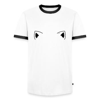 oreilles d’animaux surélevées mignonnes - T-shirt contrasté Homme - blanc/noir - Devant - AI Model Female 172 light (172cm) & AI Model Male 178 dark (178cm)