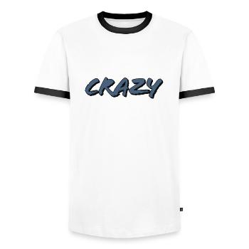 Verrückt - Männer Kontrast-T-Shirt - Weiß/Schwarz - Vorne - AI Model Female 172 light (172cm) & AI Model Male 178 dark (178cm)