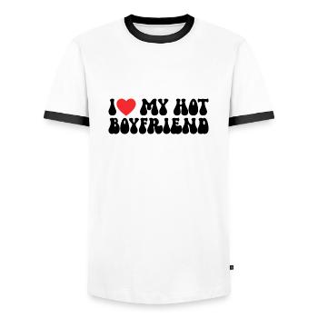 Liebe meinen heißen Freund - Männer Kontrast-T-Shirt - Weiß/Schwarz - Vorne - AI Model Female 172 light (172cm) & AI Model Male 178 dark (178cm)