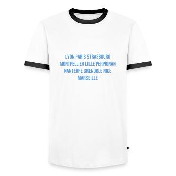 Typisches französisches Souvenir - Männer Kontrast-T-Shirt - Weiß/Schwarz - Vorne - AI Model Female 172 light (172cm) & AI Model Male 178 dark (178cm)