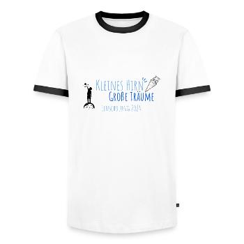 School enrollment 2024 - Big dreams - first graders - Men's Ringer Shirt - white/black - Front - AI Model Female 172 light (172cm) & AI Model Male 178 dark (178cm)