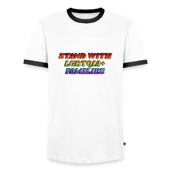 Stand with LGBTQIA Families - Men's Ringer Shirt - white/black - Front - AI Model Female 172 light (172cm) & AI Model Male 178 dark (178cm)