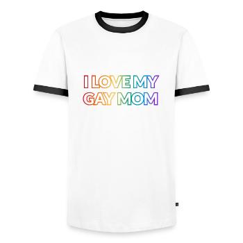 Ich liebe meine schwule Mutter - Männer Kontrast-T-Shirt - Weiß/Schwarz - Vorne - AI Model Female 172 light (172cm) & AI Model Male 178 dark (178cm)