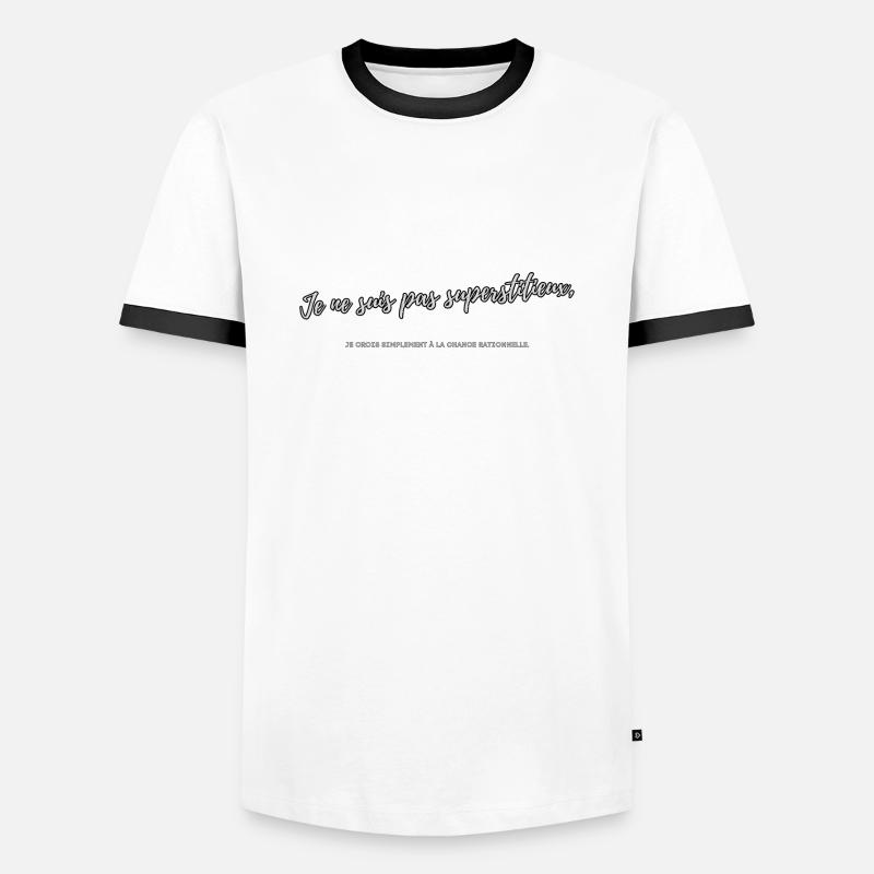 Abergläubisch - Männer Kontrast-T-Shirt - Weiß/Schwarz