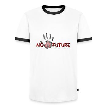 No Future Palm - Men's Ringer Shirt - white/black - Front - AI Model Female 172 light (172cm) & AI Model Male 178 dark (178cm)