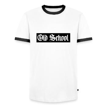 old school - Männer Kontrast-T-Shirt - Weiß/Schwarz - Vorne - AI Model Female 172 light (172cm) & AI Model Male 178 dark (178cm)