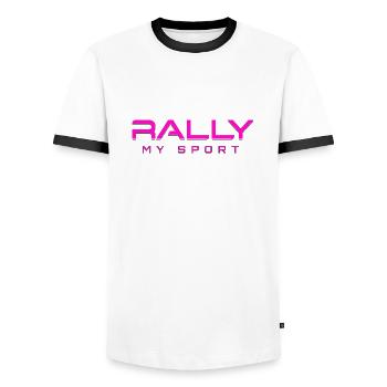 Rally my Sport 2 pink black - Men's Ringer Shirt - white/black - Front - AI Model Female 172 light (172cm) & AI Model Male 178 dark (178cm)