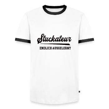 Stuckateur Ausbildung Bestanden Azubi Stukkateur - Männer Kontrast-T-Shirt - Weiß/Schwarz - Vorne - AI Model Female 172 light (172cm) & AI Model Male 178 dark (178cm)