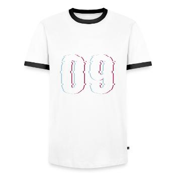 Neun 9 Zahl Effekt Verzerrt Nummer - Männer Kontrast-T-Shirt - Weiß/Schwarz - Vorne - AI Model Female 172 light (172cm) & AI Model Male 178 dark (178cm)