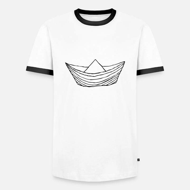Papierboot - Männer Kontrast-T-Shirt - Weiß/Schwarz
