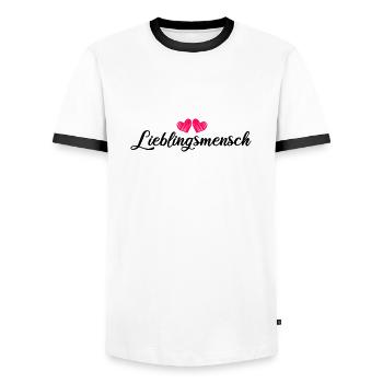 Favorite person - Men's Ringer Shirt - white/black - Front - AI Model Female 172 light (172cm) & AI Model Male 178 dark (178cm)