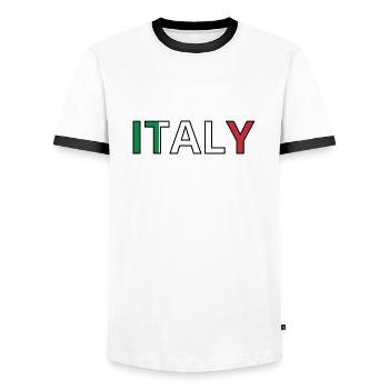 Italy Flag - Men's Ringer Shirt - white/black - Front - AI Model Female 172 light (172cm) & AI Model Male 178 dark (178cm)