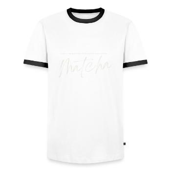 Post Pilates Matcha - Männer Kontrast-T-Shirt - Weiß/Schwarz - Vorne - AI Model Female 172 light (172cm) & AI Model Male 178 dark (178cm)