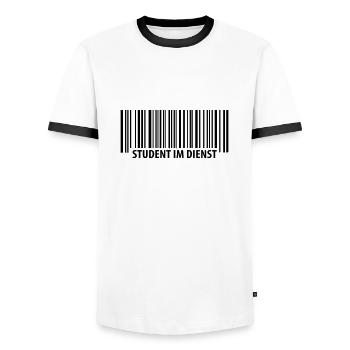 Student im Dienst - Männer Kontrast-T-Shirt - Weiß/Schwarz - Vorne - AI Model Female 172 light (172cm) & AI Model Male 178 dark (178cm)