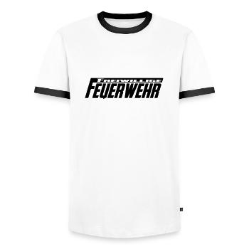 freiwillige Feuerwehr - Männer Kontrast-T-Shirt - Weiß/Schwarz - Vorne - AI Model Female 172 light (172cm) & AI Model Male 178 dark (178cm)