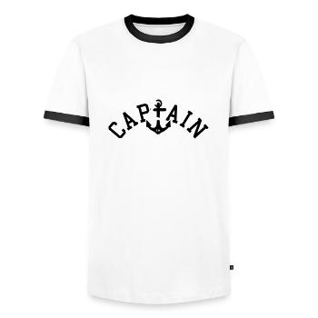 Captain Anker 2C - Männer Kontrast-T-Shirt - Weiß/Schwarz - Vorne - AI Model Female 172 light (172cm) & AI Model Male 178 dark (178cm)