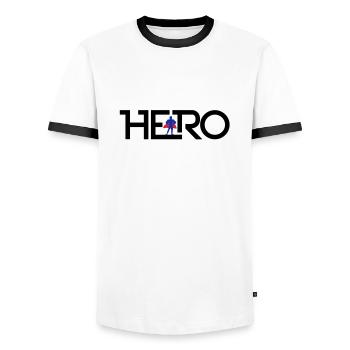 Hero Logo - Männer Kontrast-T-Shirt - Weiß/Schwarz - Vorne - AI Model Female 172 light (172cm) & AI Model Male 178 dark (178cm)
