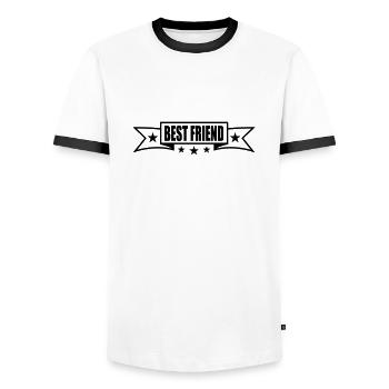 banner sterne linie best friends text logo freunde - Männer Kontrast-T-Shirt - Weiß/Schwarz - Vorne - AI Model Female 172 light (172cm) & AI Model Male 178 dark (178cm)