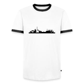 Paris Skyline Louvre - Men's Ringer Shirt - white/black - Front - AI Model Female 172 light (172cm) & AI Model Male 178 dark (178cm)