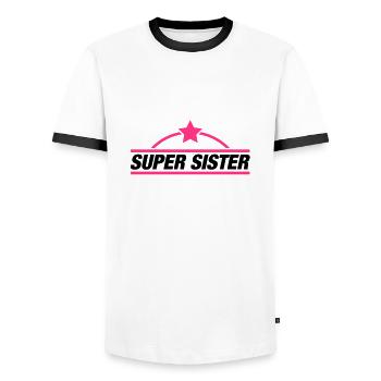 super_sister_qa2 - T-shirt contrasté Homme - blanc/noir - Devant - AI Model Female 172 light (172cm) & AI Model Male 178 dark (178cm)
