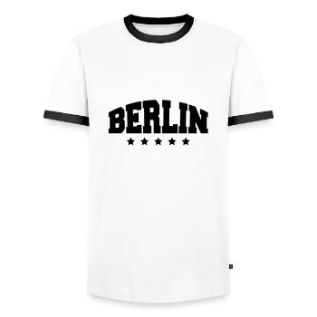 berlin_af1 - T-shirt contrasté Homme - blanc/noir - Devant - AI Model Female 172 light (172cm) & AI Model Male 178 dark (178cm)