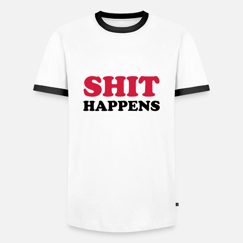 SHIT HAPPENS - Männer Kontrast-T-Shirt - Weiß/Schwarz