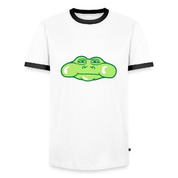 gesicht kopf kroete frosch quak amphibie comic car - Männer Kontrast-T-Shirt - Weiß/Schwarz - Vorne - AI Model Female 172 light (172cm) & AI Model Male 178 dark (178cm)