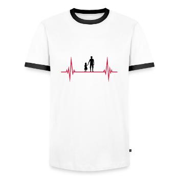 heart rate pulse dad father and daughter va - Men's Ringer Shirt - white/black - Front - AI Model Female 172 light (172cm) & AI Model Male 178 dark (178cm)
