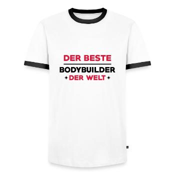 Bodybuilder Bodybuilding Kräftig Muskulös Fitness - Männer Kontrast-T-Shirt - Weiß/Schwarz - Vorne - AI Model Female 172 light (172cm) & AI Model Male 178 dark (178cm)