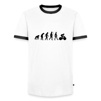 Evolution Fahrrad Rennrad Radsport Fahrer fahren - Männer Kontrast-T-Shirt - Weiß/Schwarz - Vorne - AI Model Female 172 light (172cm) & AI Model Male 178 dark (178cm)