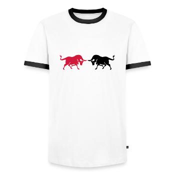 stiere - Männer Kontrast-T-Shirt - Weiß/Schwarz - Vorne - AI Model Female 172 light (172cm) & AI Model Male 178 dark (178cm)