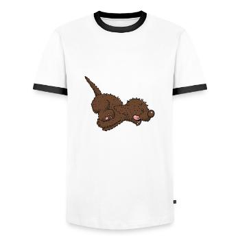 Pili1 2 - Männer Kontrast-T-Shirt - Weiß/Schwarz - Vorne - AI Model Female 172 light (172cm) & AI Model Male 178 dark (178cm)