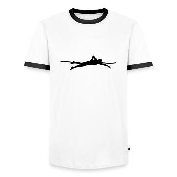 swimmer - Men's Ringer Shirt - white/black - Front - AI Model Female 172 light (172cm) & AI Model Male 178 dark (178cm)