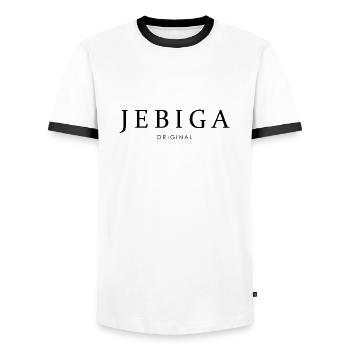 Jebiga original gift Jugo Yugoslavia SFRJ - Men's Ringer Shirt - white/black - Front - AI Model Female 172 light (172cm) & AI Model Male 178 dark (178cm)