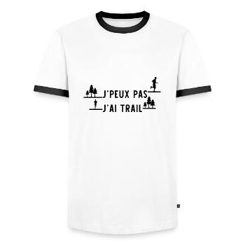 j'peux pas j'ai trail - T-shirt contrasté Homme - blanc/noir - Devant - AI Model Female 172 light (172cm) & AI Model Male 178 dark (178cm)
