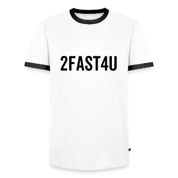 2Fast4U - Men's Ringer Shirt - white/black - Front - AI Model Female 172 light (172cm) & AI Model Male 178 dark (178cm)