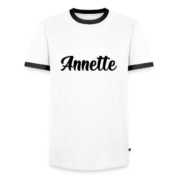 Annette - Männer Kontrast-T-Shirt - Weiß/Schwarz - Vorne - AI Model Female 172 light (172cm) & AI Model Male 178 dark (178cm)
