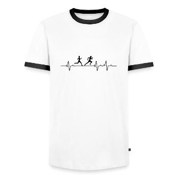 Läufer Laufen Joggen Marathon Herzschlag - Männer Kontrast-T-Shirt - Weiß/Schwarz - Vorne - AI Model Female 172 light (172cm) & AI Model Male 178 dark (178cm)
