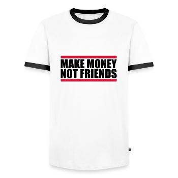 Make Money Saying - Men's Ringer Shirt - white/black - Front - AI Model Female 172 light (172cm) & AI Model Male 178 dark (178cm)